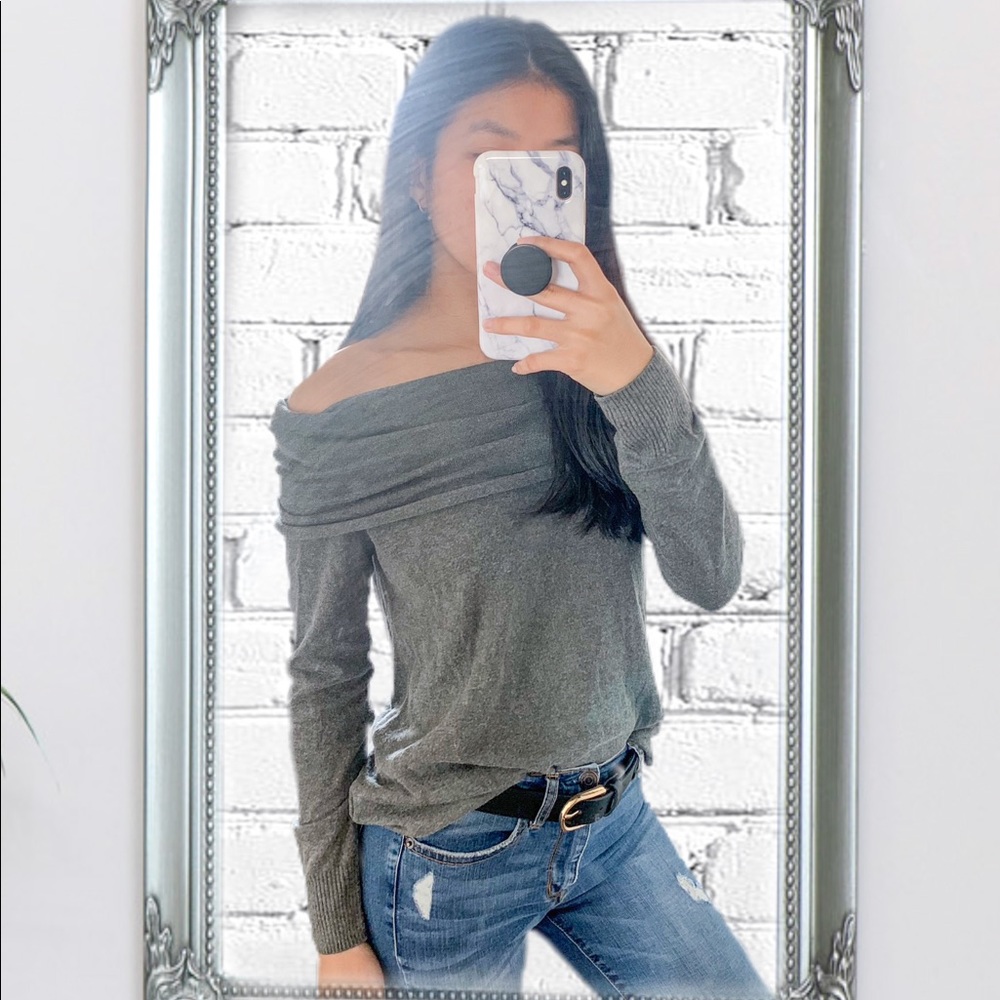 Shoulder-less Grey Blouse